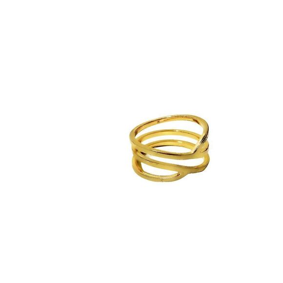 GOLD Plated Triple Band Stacking Ring - Picture 4 of 7